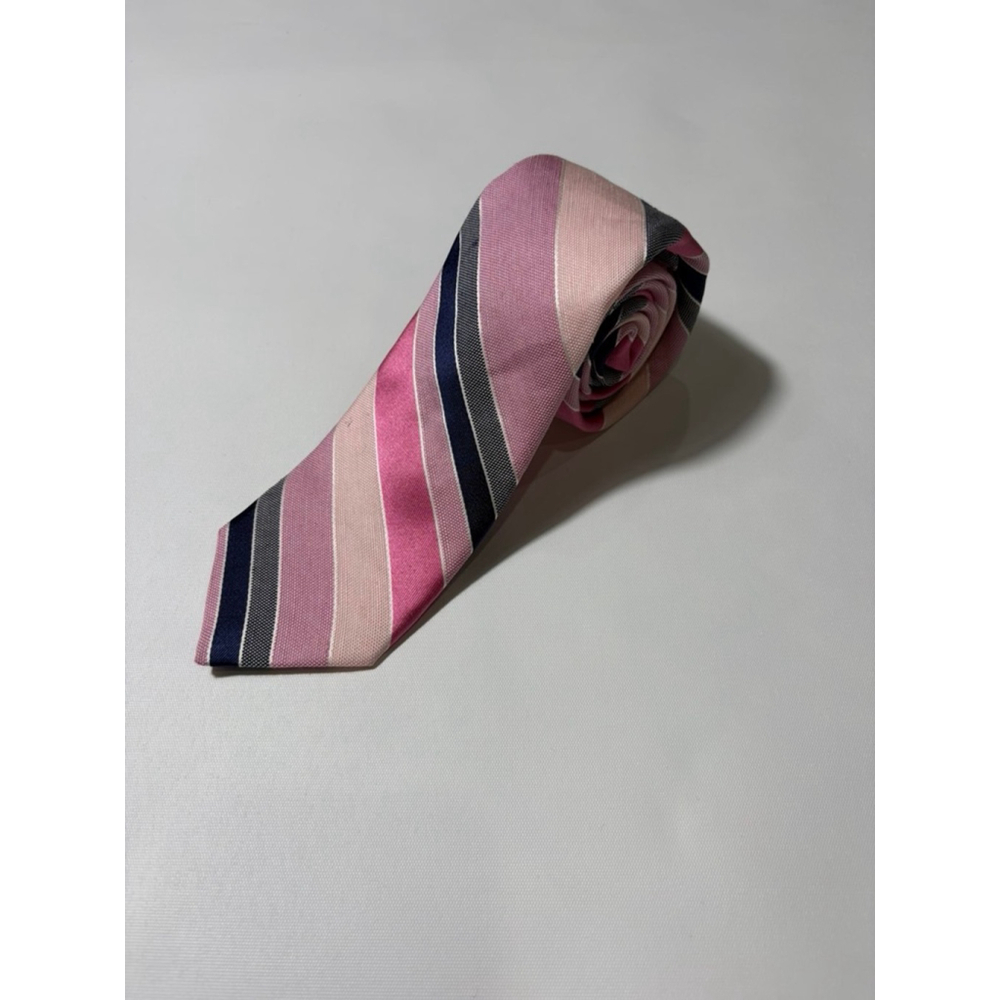 Ted Baker London Pink Stripe Silk Tie Designer Made USA